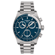 Tissot PR516 Chronograph T149.417.11.041.00 - bracciale e cassa acciaio - quadrante blu con cronografo - ghiera blu/bianca